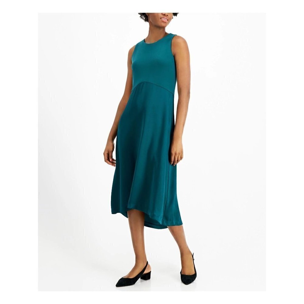 Alfani Emerald Green‎ Mixed Media Midi Dress S
